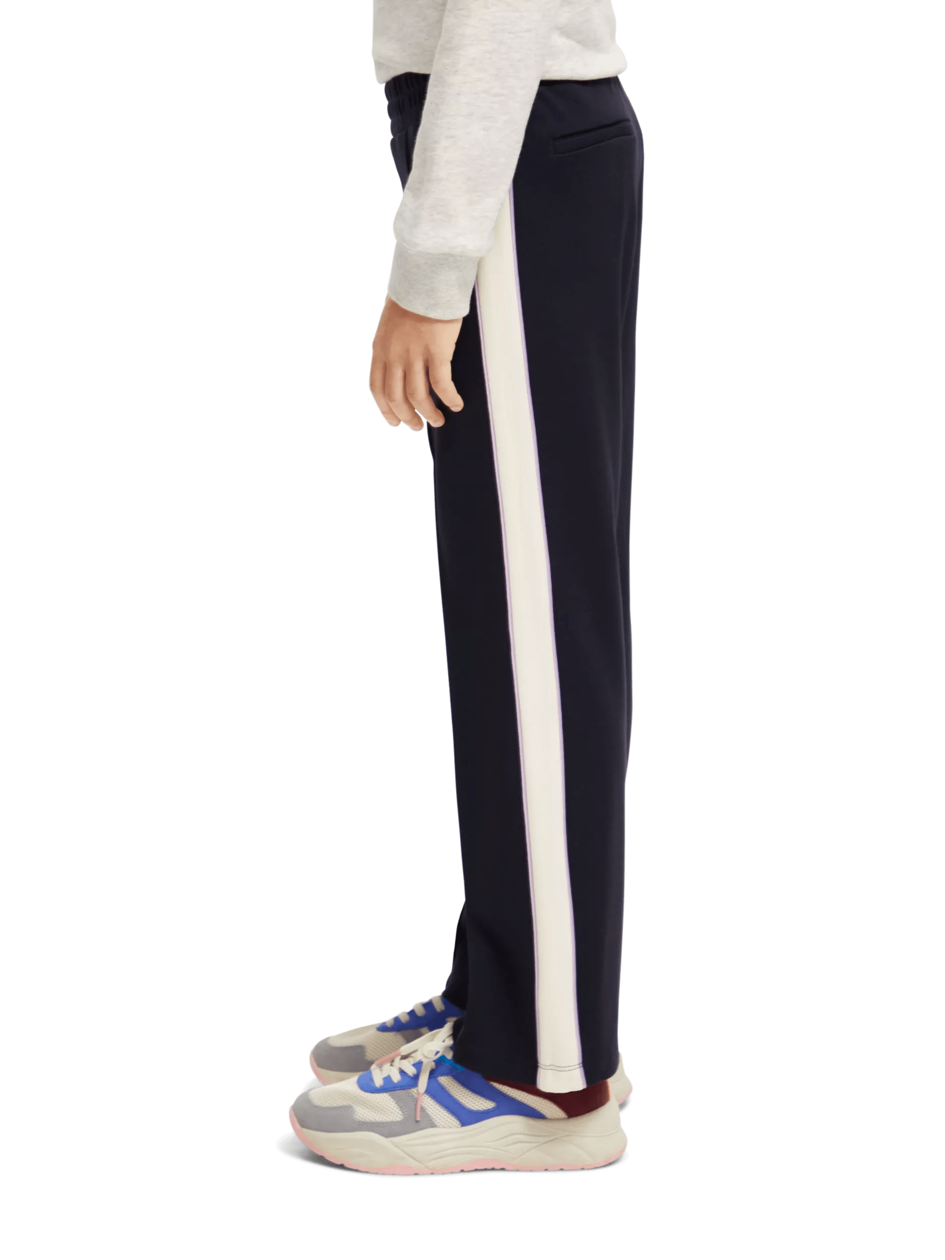 White Low Rise Pocket Side Straight Leg Sweatpants