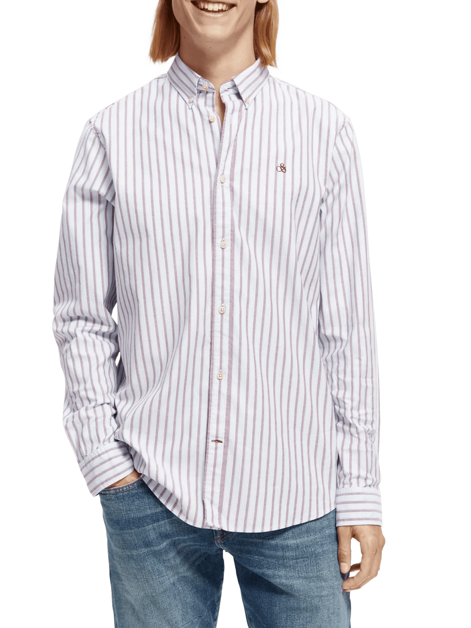 Striped organic cotton Oxford shirt