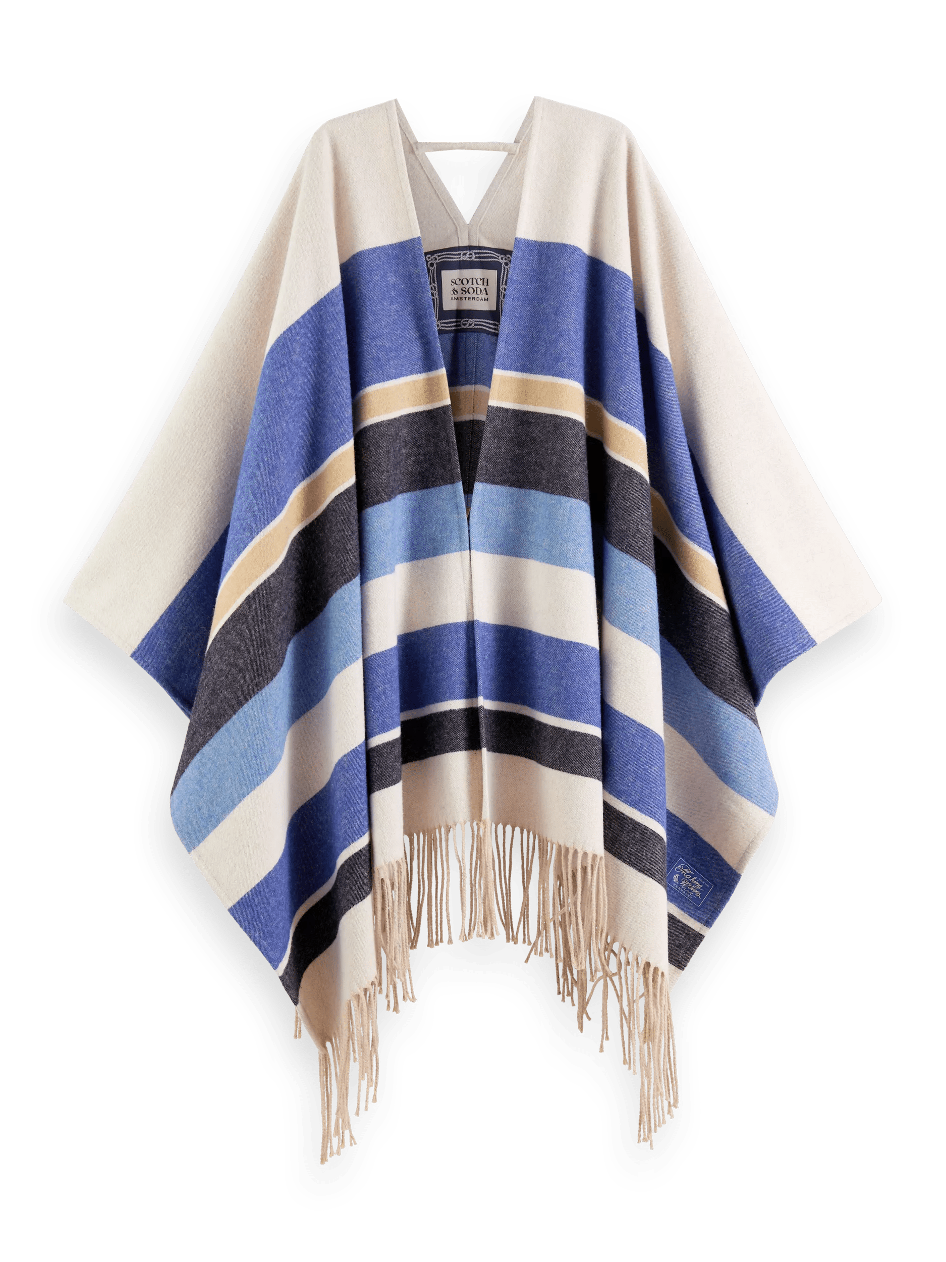 Scotch & Soda Striped wool-blended poncho FNT
