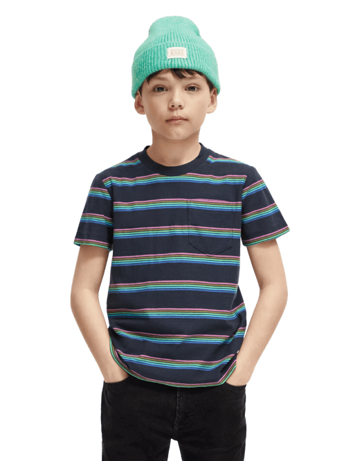 relaxed fit pocketed striped t-shirt - maat 12 - multicolor - vrouw - scotch & soda t-shirt