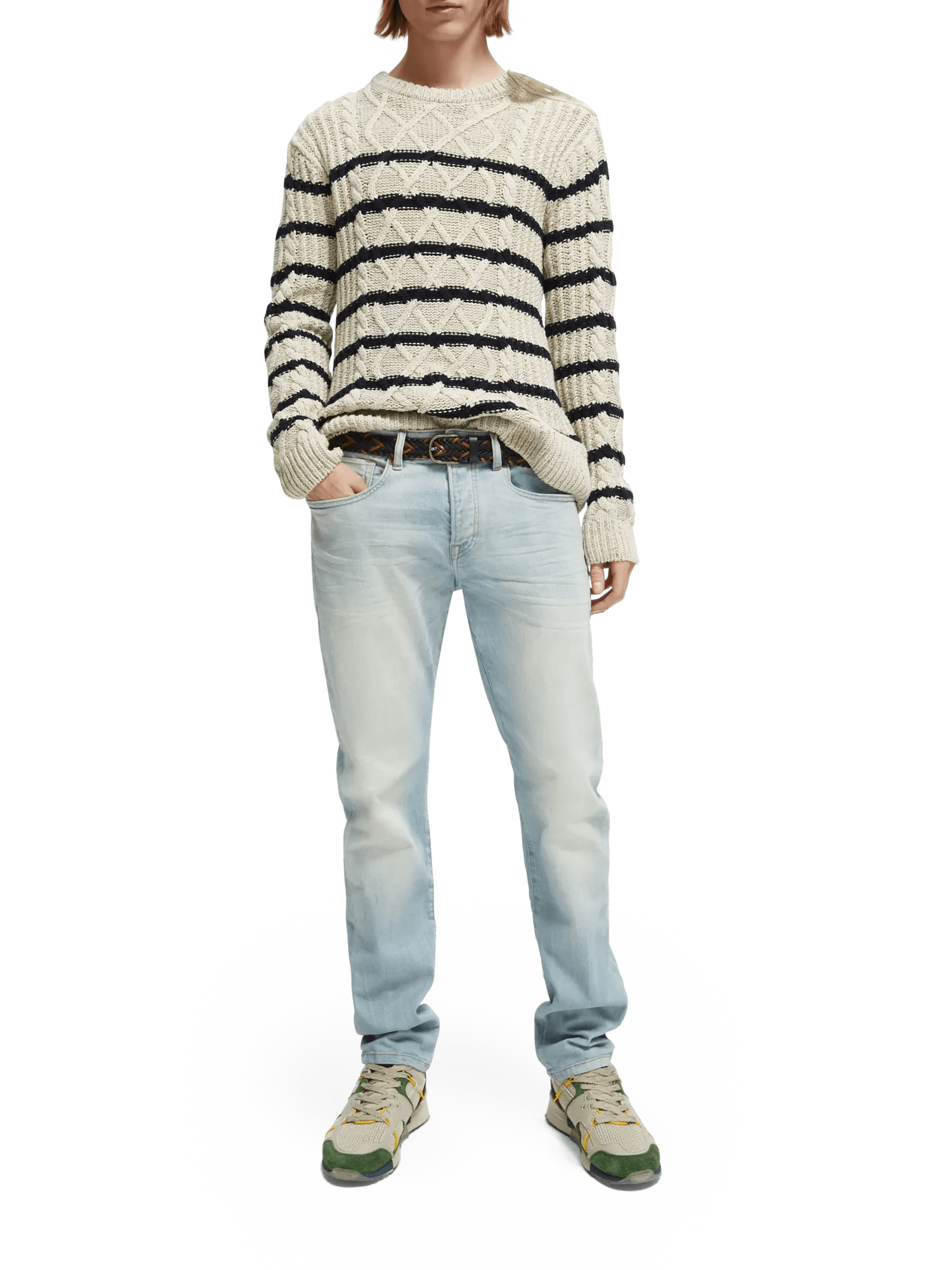 Scotch & Soda Speckled cable knit crewneck sweater NHD-FNT