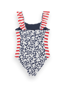 Scotch & Soda Onepiece printed swimsuit with ruffle detail BCK