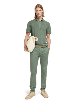 Scotch & Soda Garment-dyed jersey polo in Organic Cotton 174564_1081_MDL_FNT