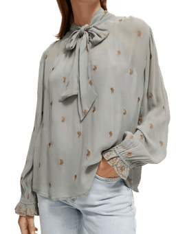 Scotch & Soda Embroidered neck-tie blouse MDL-DTL1