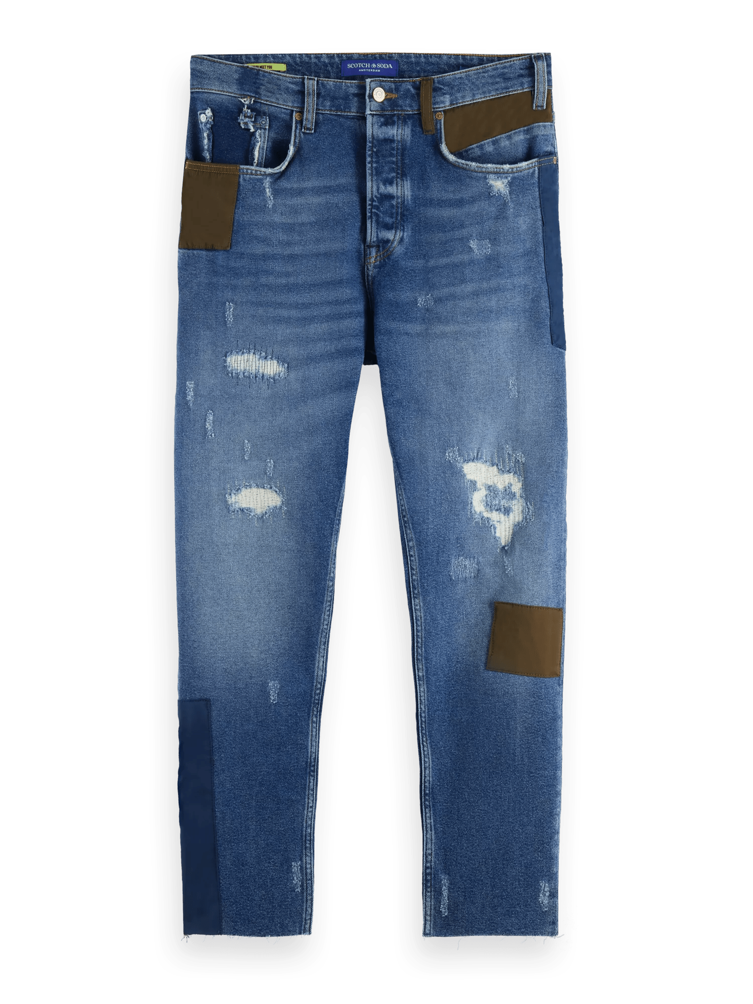 Scotch & Soda The Dean loose tapered-fit patchwork jeans FNT