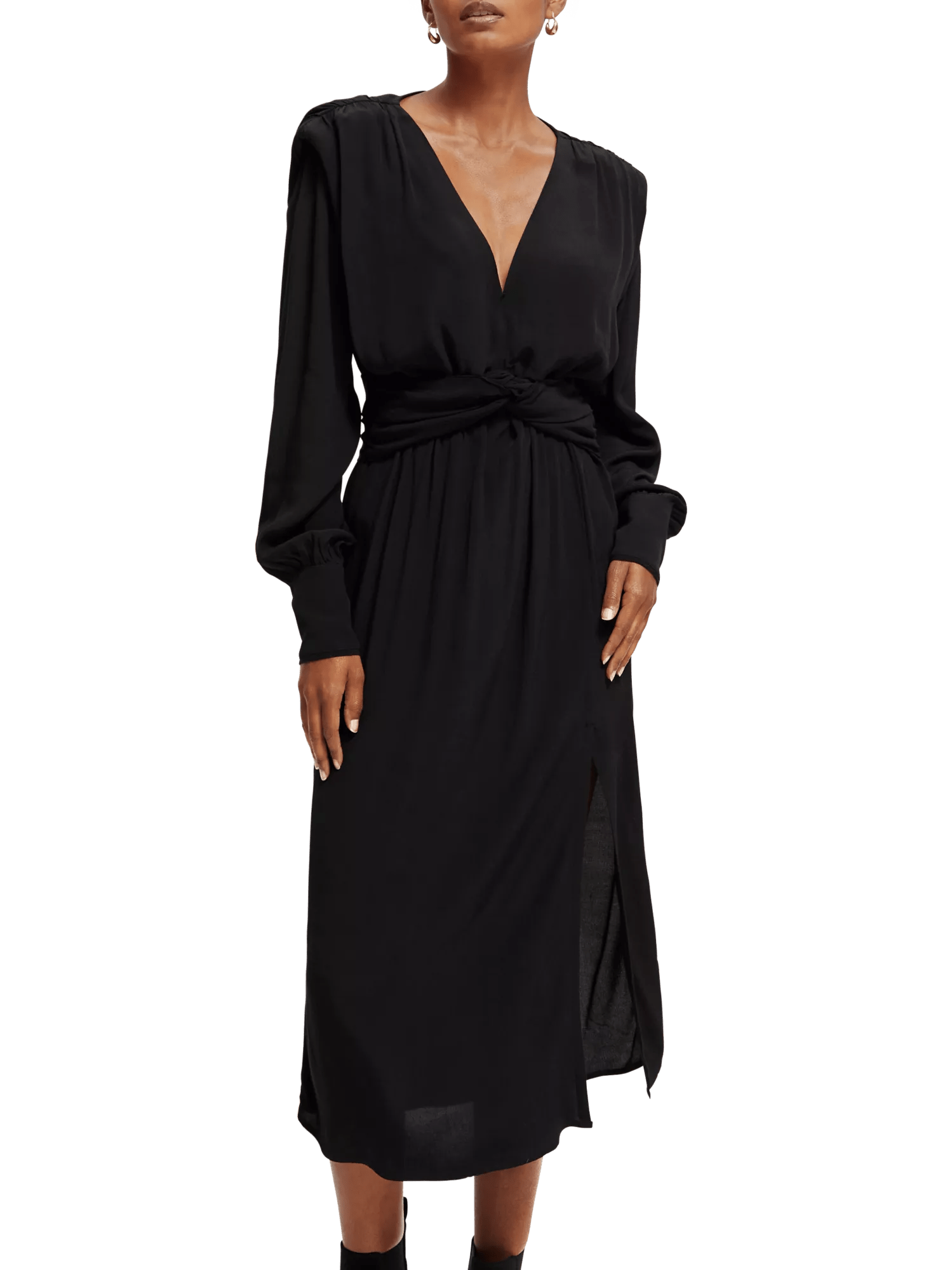 Scotch & Soda Long-sleeve draped dress with slit detail NHD-CRP