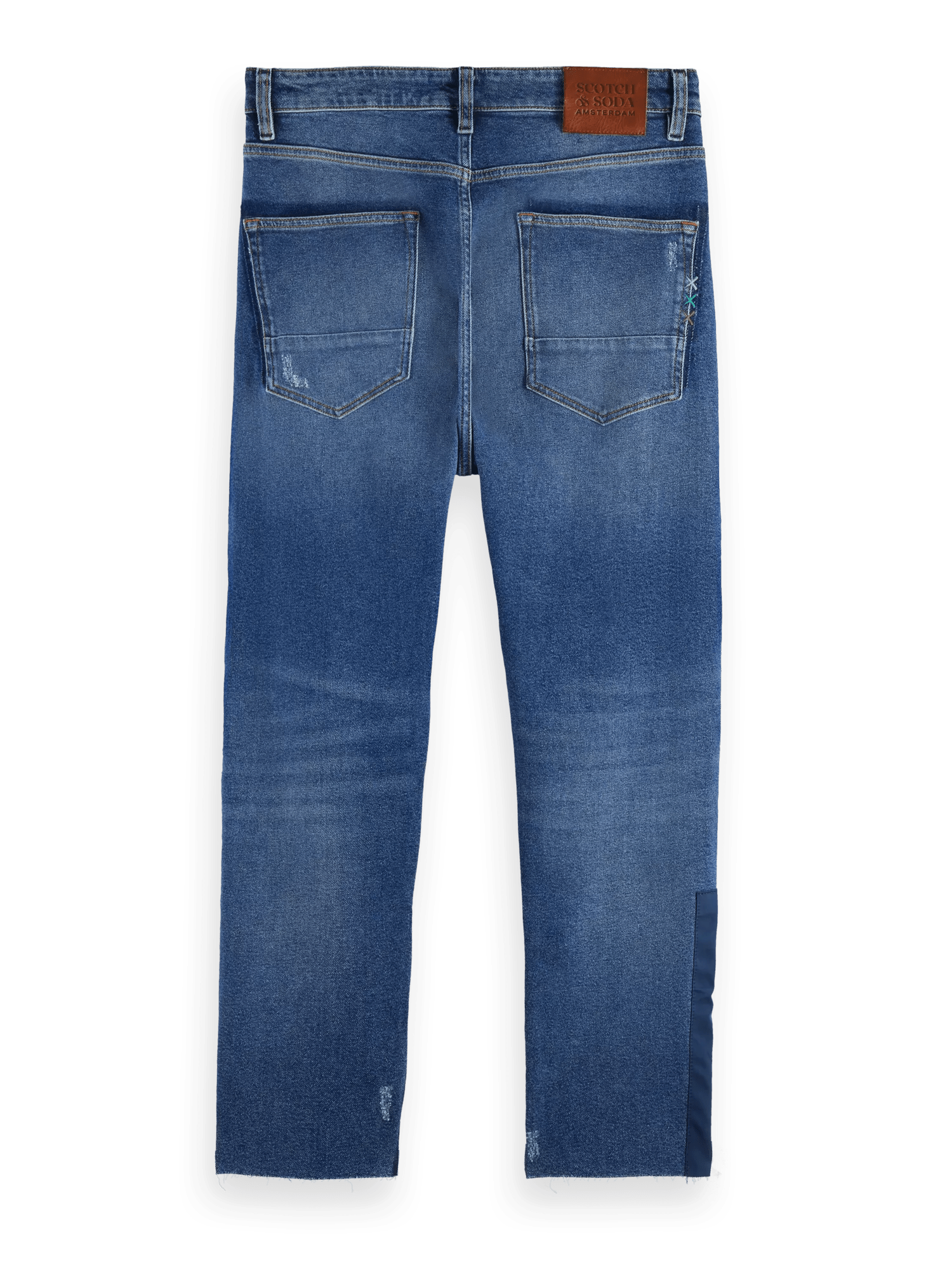Scotch & Soda The Dean Loose Tapered Fit Jeans mit Patchwork-Design BCK