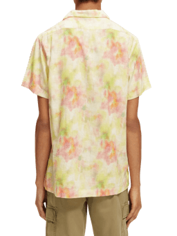 Scotch & Soda Tie-dye printed linen-blend shortsleeve shirt NHD-BCK