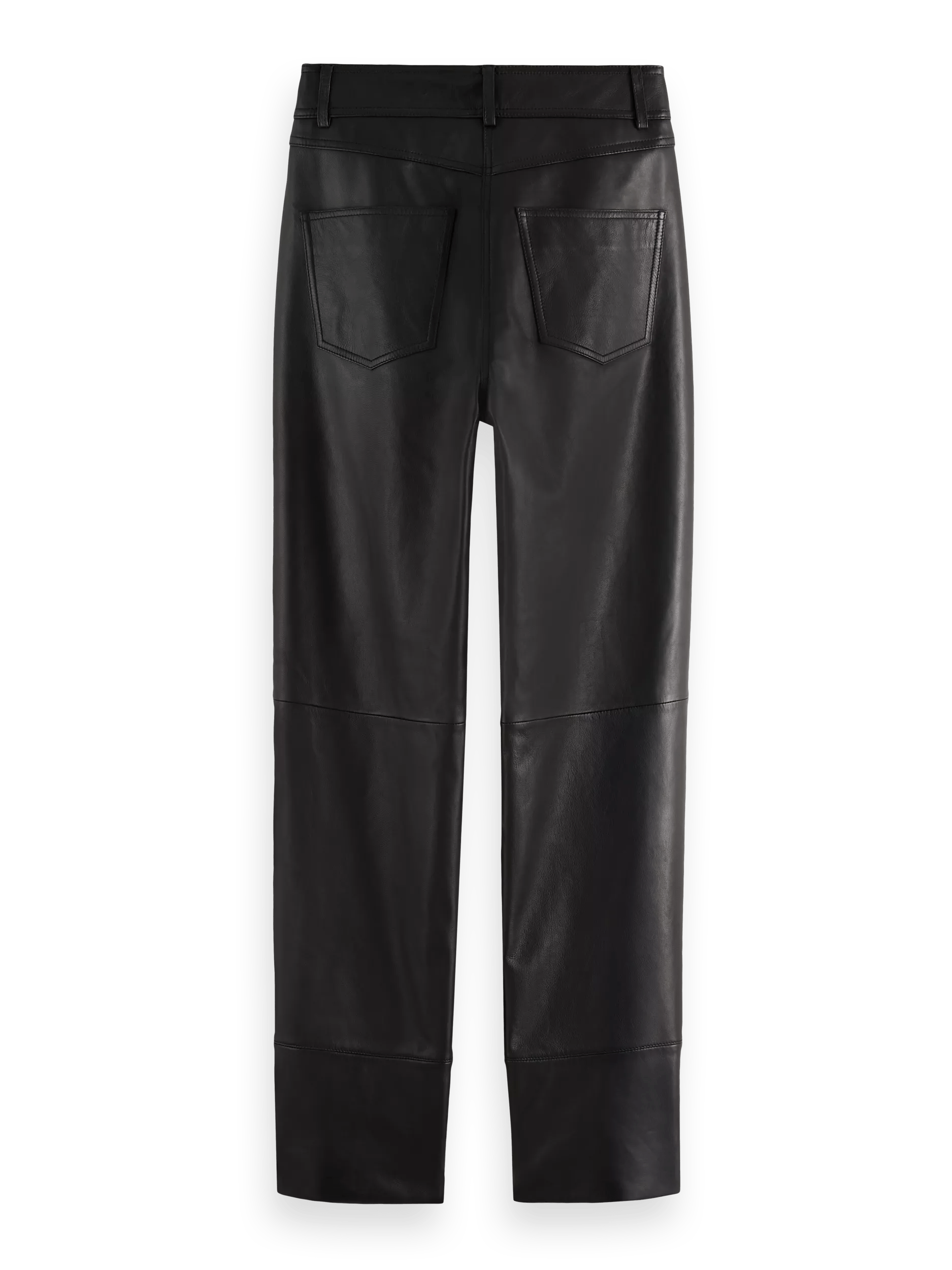 Scotch & Soda Leren broek met rechte pijpen, hoge taille BCK