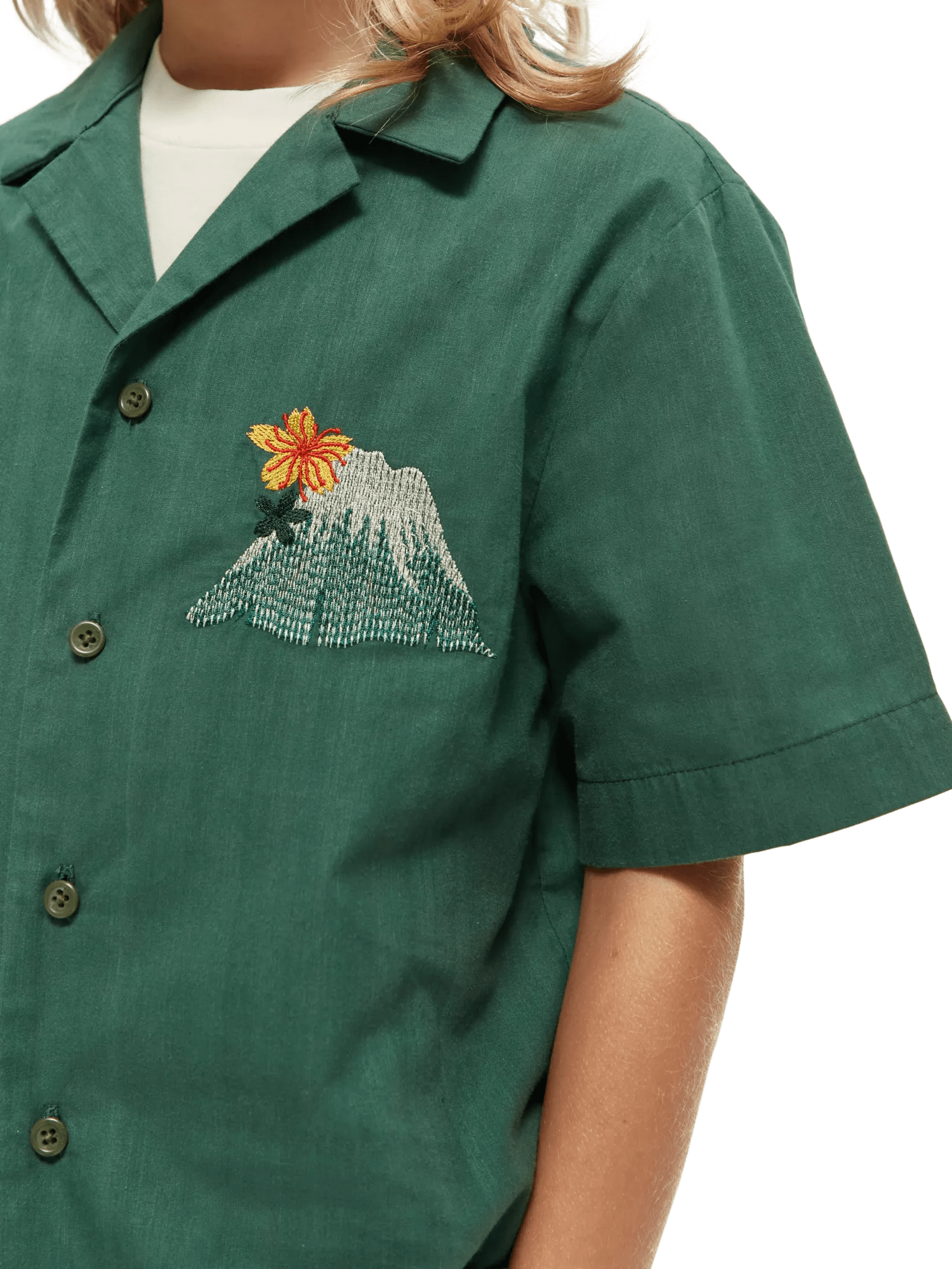 Scotch & Soda Kurzärmliges Camp-Shirt mit Stickerei NHD-DTL2