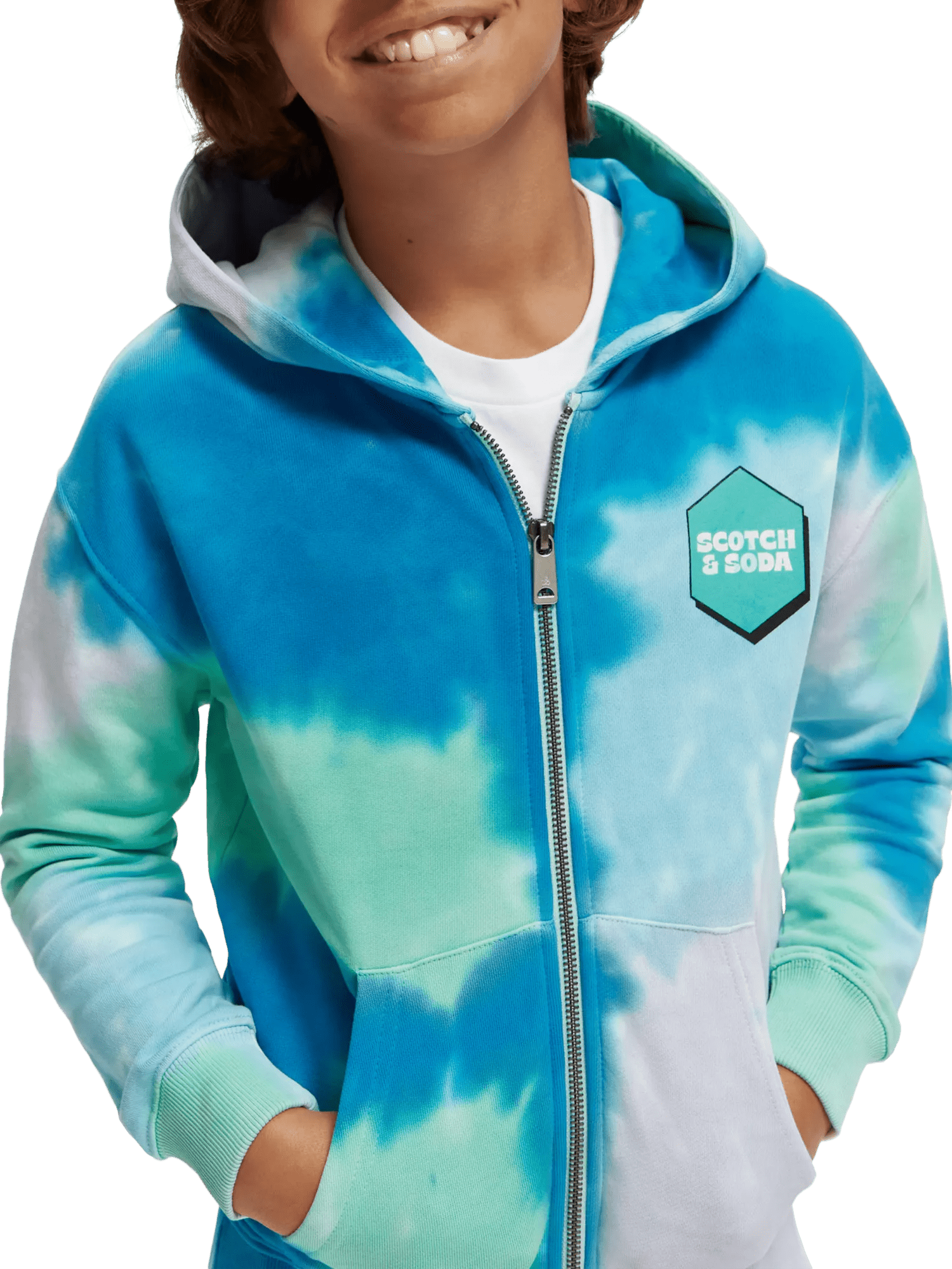 Scotch & Soda Cotton In Conversion relaxed-fit zip-through Tie-dyed hoodie NHD-DTL2