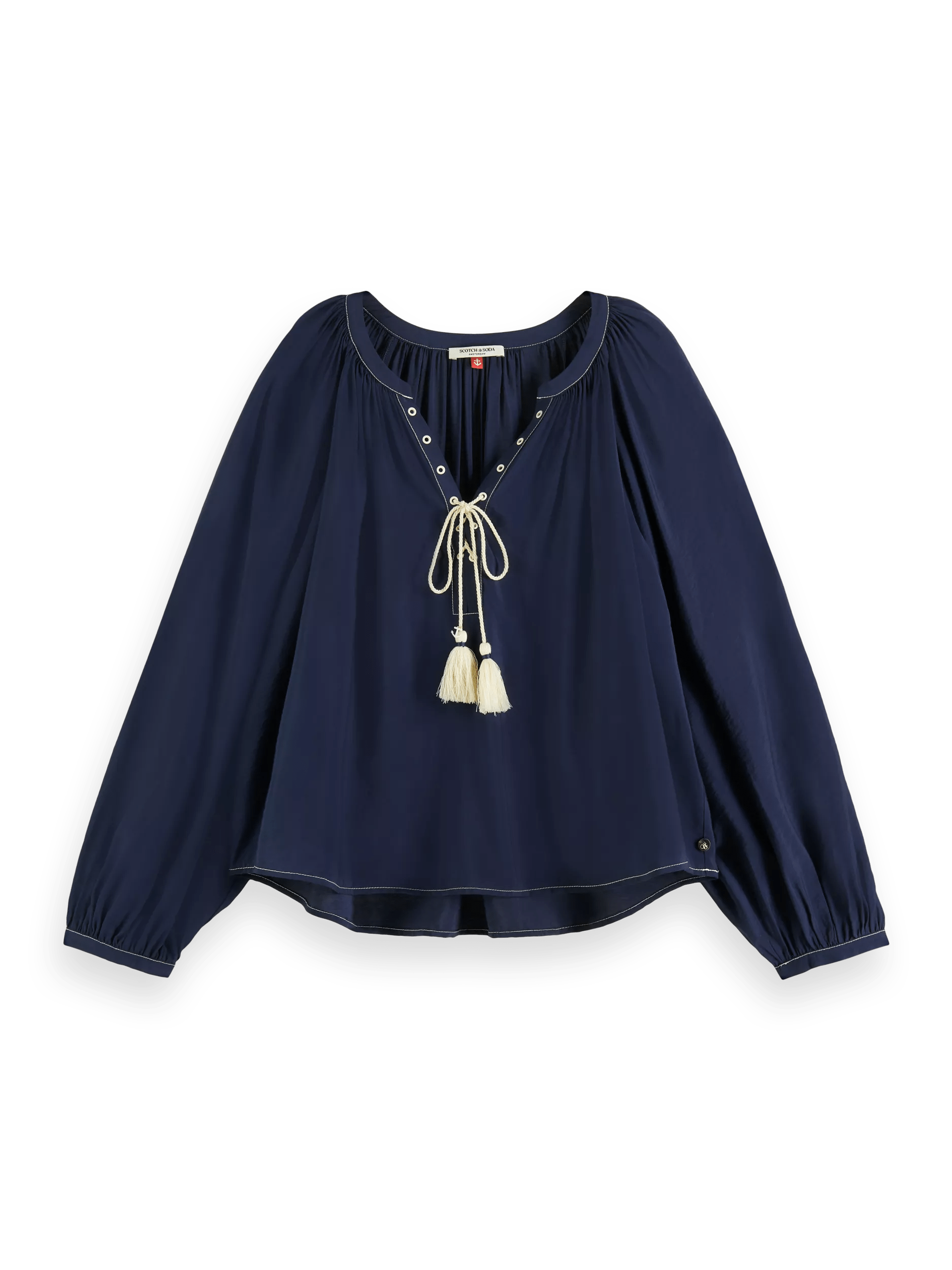 Scotch & Soda V-neck balloon-sleeved blouse FNT
