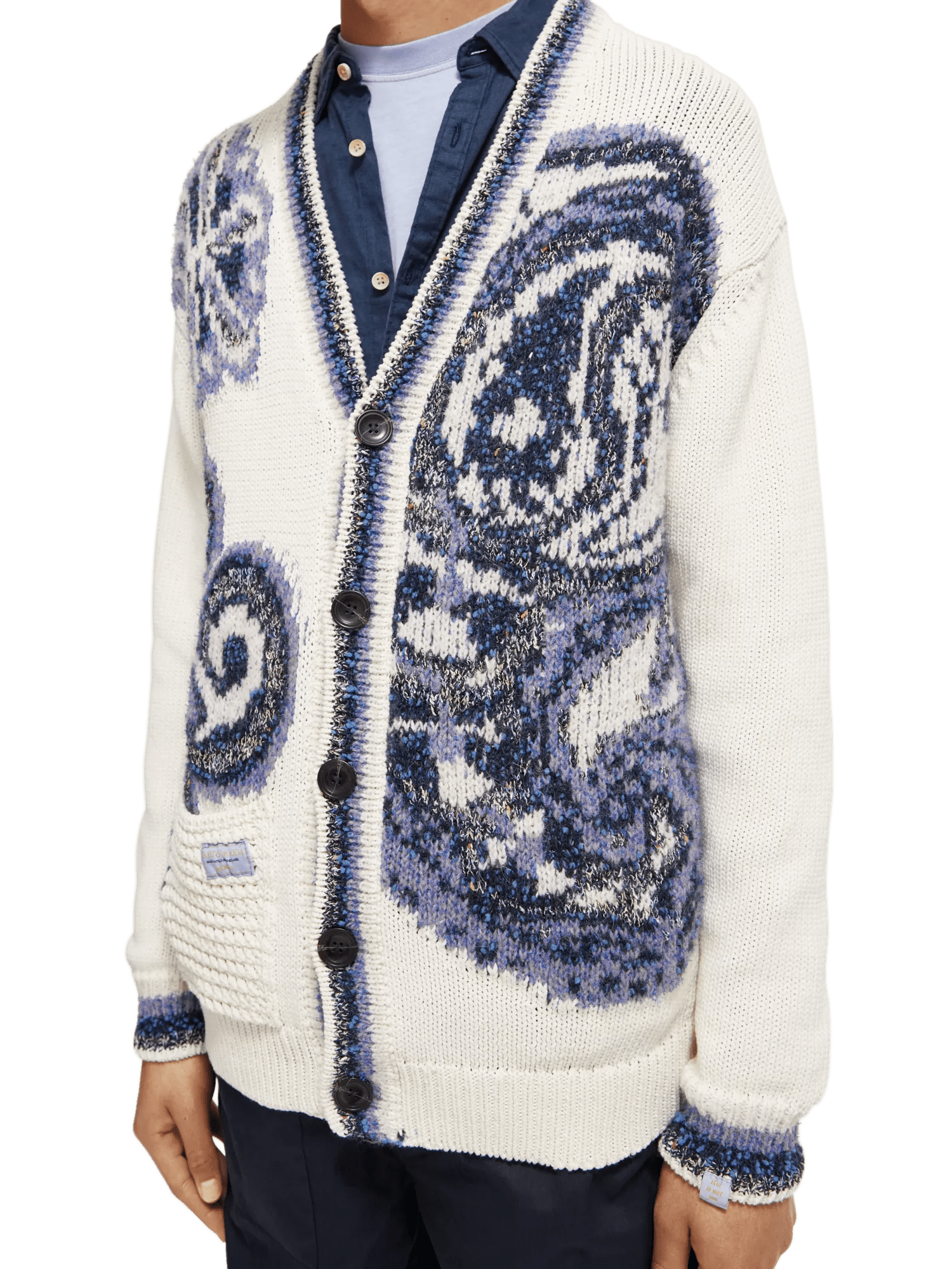 Intarsia knitted cardigan
