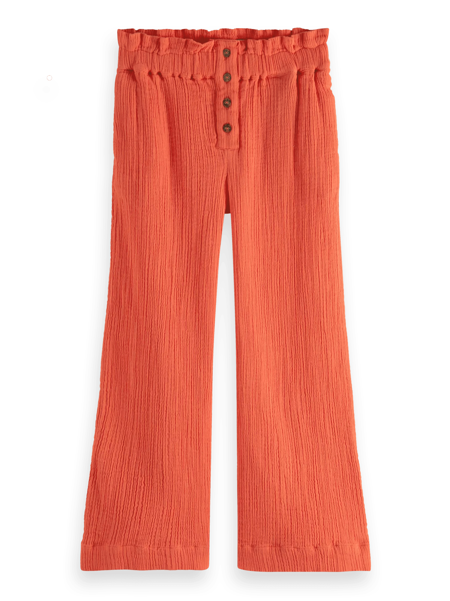Scotch & Soda Cropped straight-leg mid-rise crinkle cotton pants FNT