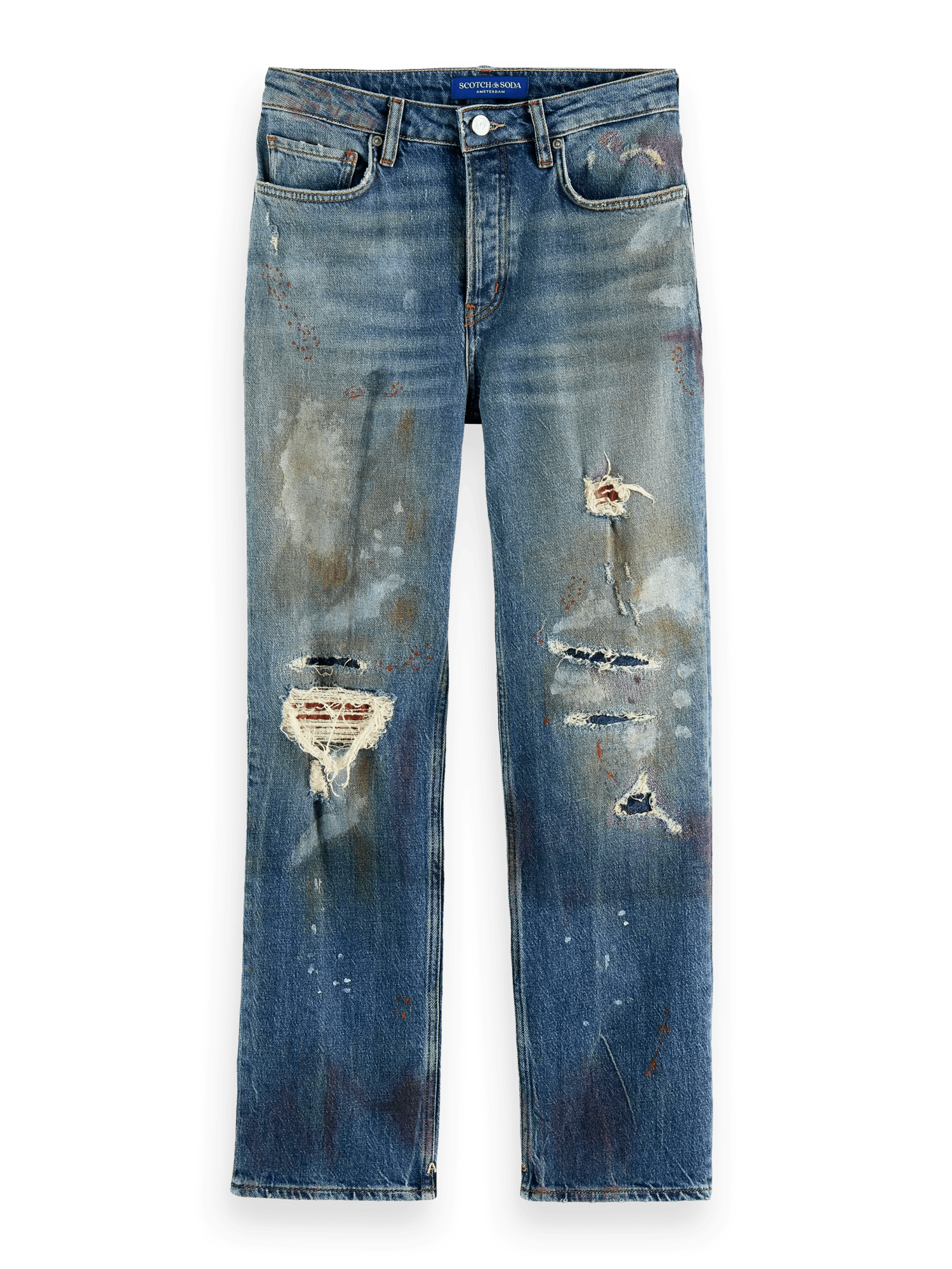 Scotch & Soda De Sky jeans met rechte pijpen en slijtage FNT