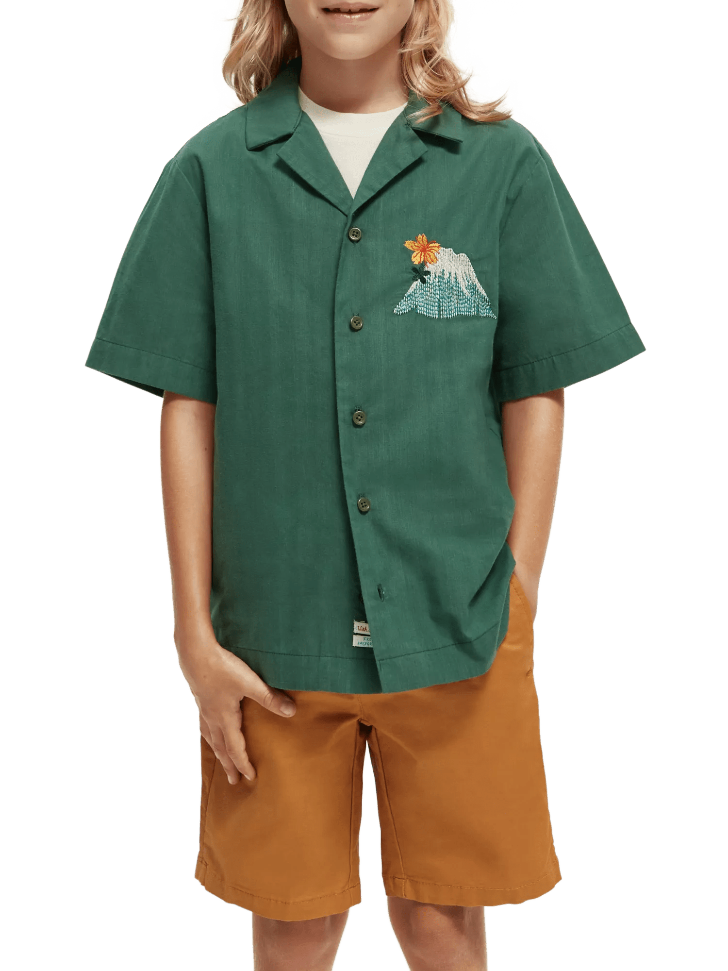 Scotch & Soda Short-sleeved embroidered camp shirt NHD-CRP