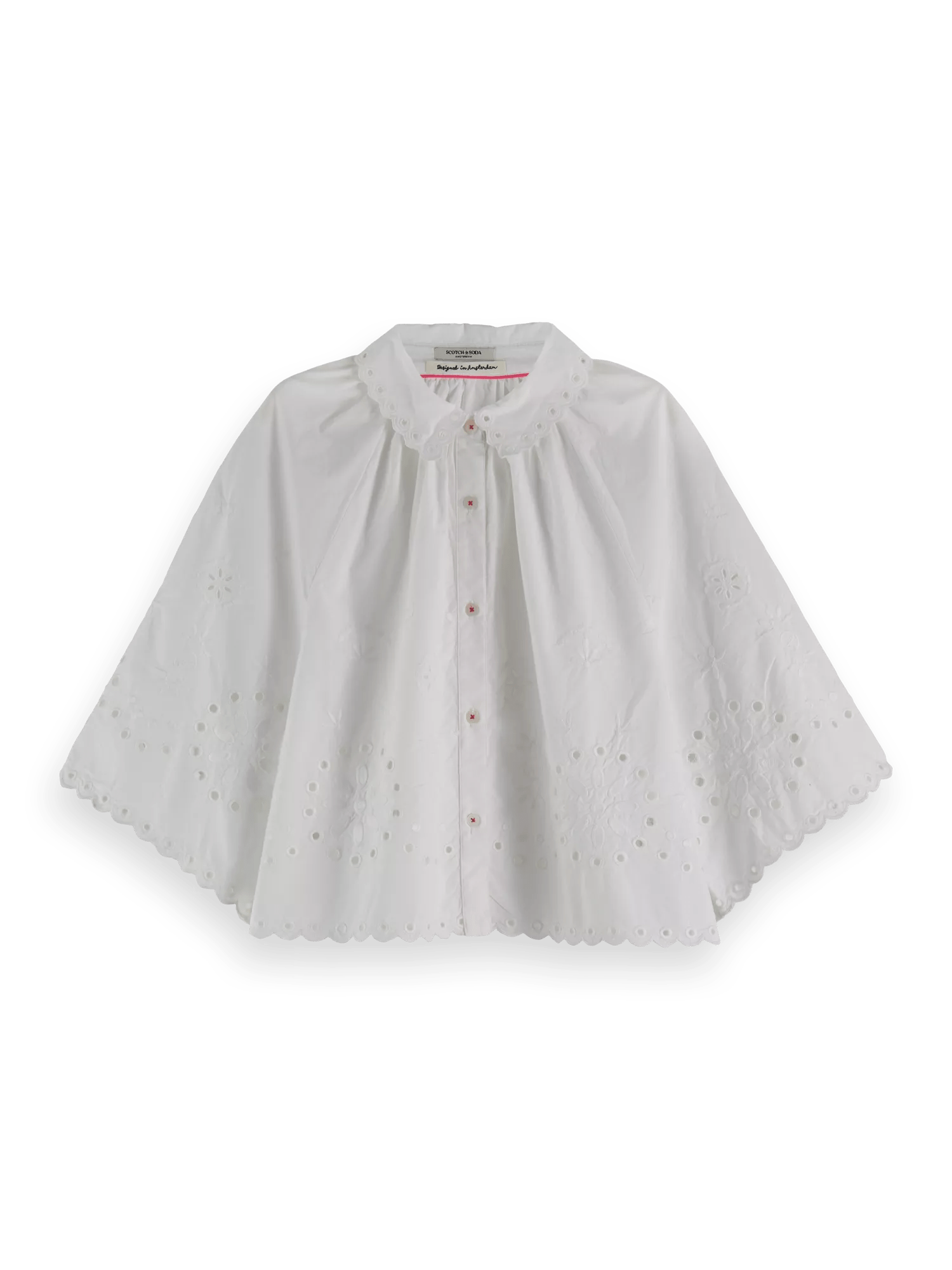 Scotch & Soda Crop shirt with broderie anglaise in Organic Cotton FNT
