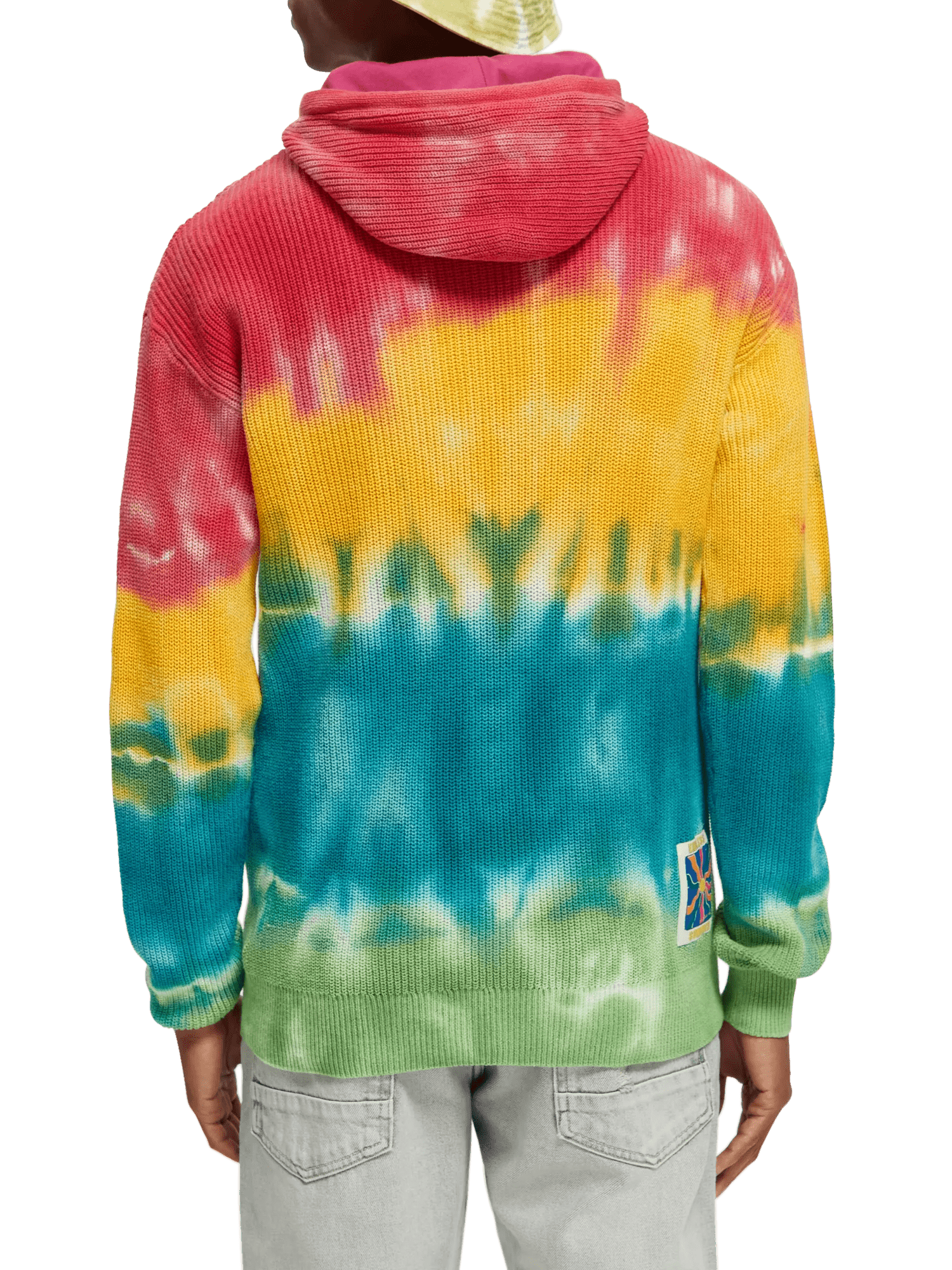 Scotch & Soda Tie-dyed rib knitted cotton hoodie NHD-BCK