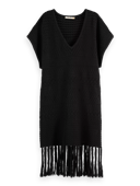 Scotch & Soda Midi-jurk van pointelletricot met franjes INS1