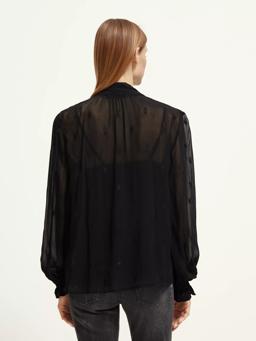 Scotch & Soda Embroidered neck-tie blouse MDL-BCK