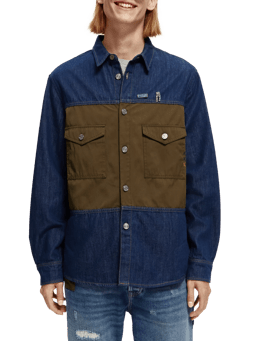 Scotch & Soda Denim overshirt with contrast panelling NHD-CRP