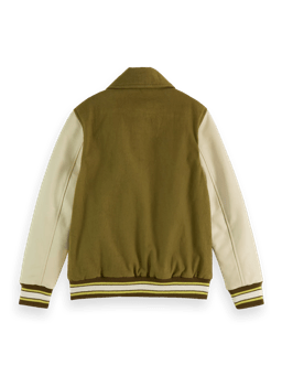 Scotch & Soda Canvas varsity jacket with leather sleeves BCK