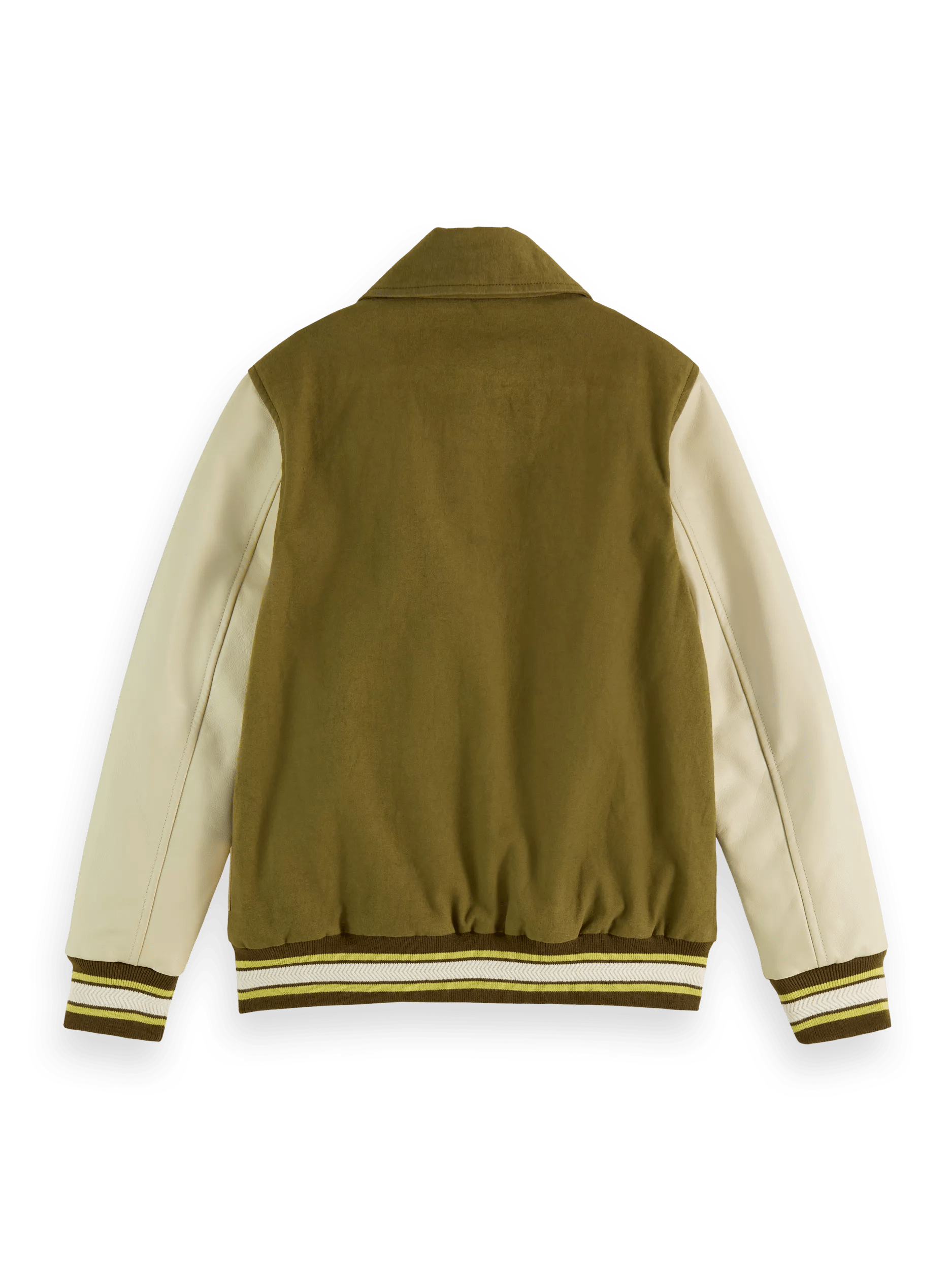 Scotch & Soda Canvas varsity jacket with leather sleeves BCK
