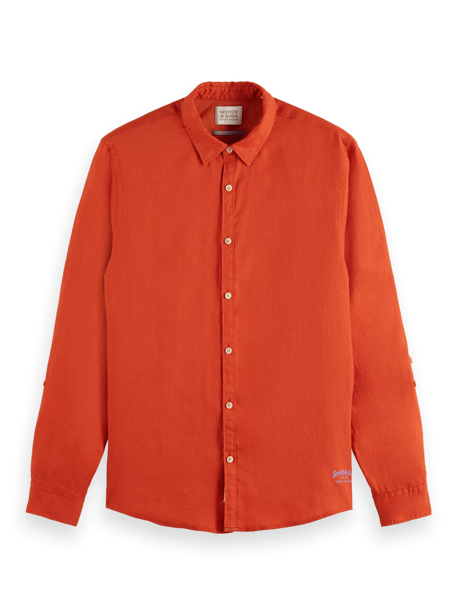 Scotch & Soda Slim fit linen shirt with sleeve adjustments DTL1