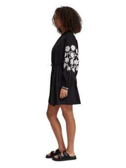 Scotch & Soda Mini shirt dress with sleeve embroidery MDL-SDE