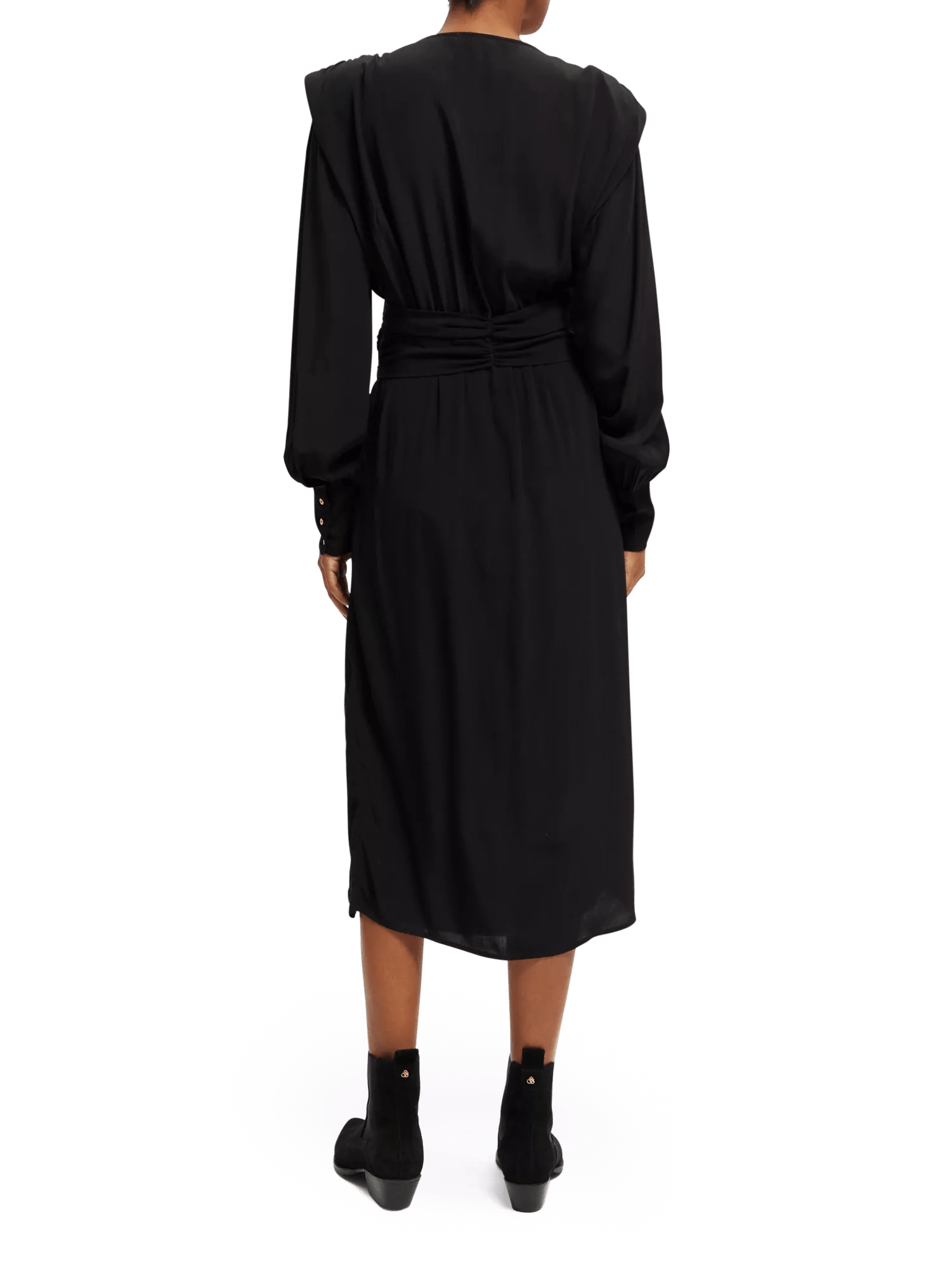 Scotch & Soda Long-sleeve draped dress with slit detail NHD-BCK