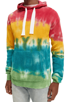 Scotch & Soda Tie-dyed rib knitted cotton hoodie NHD-DTL1