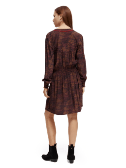 Scotch & Soda Mini-jurk met lange mouwen en V-hals MDL-BCK