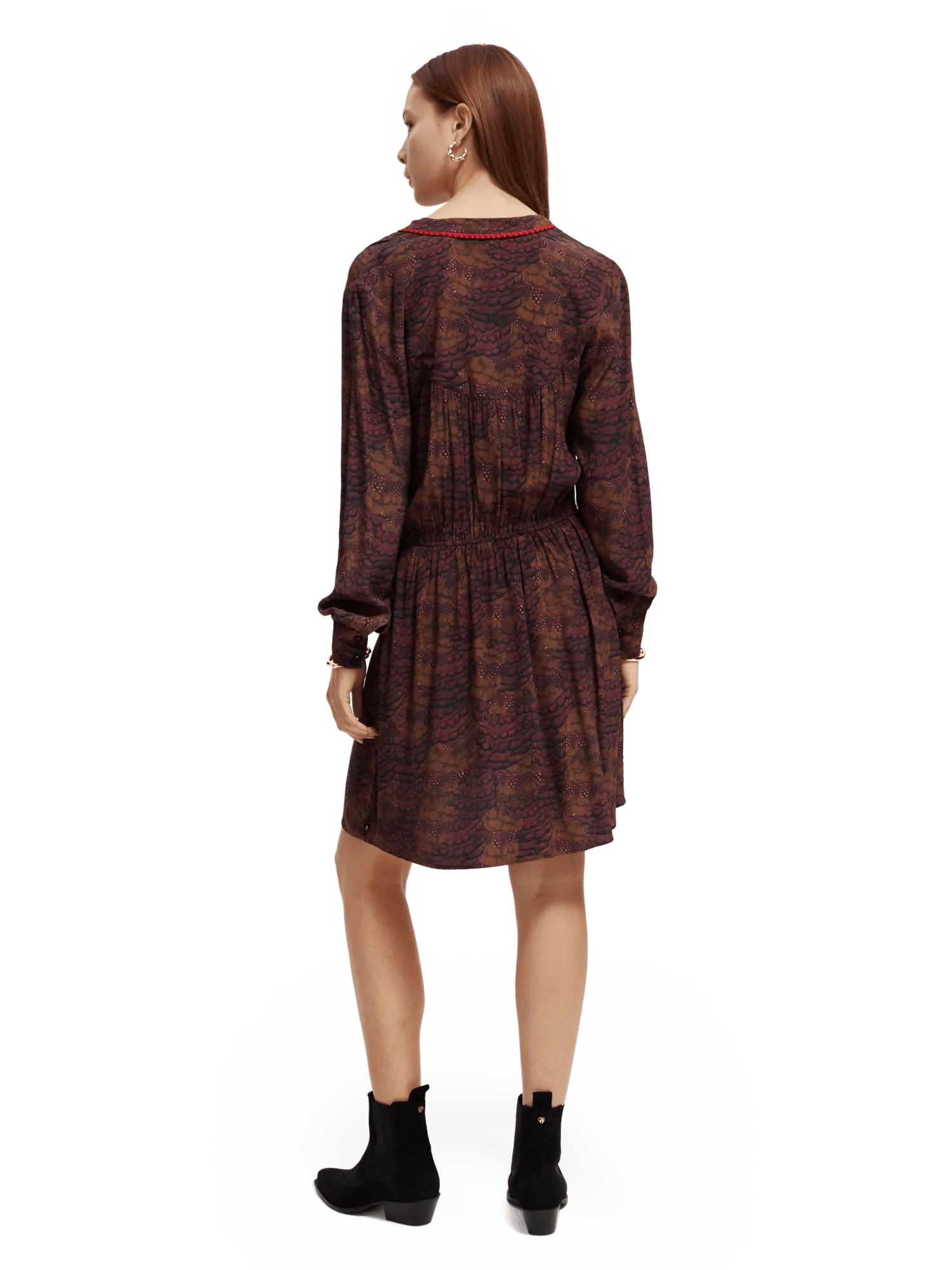 Scotch & Soda Mini-jurk met lange mouwen en V-hals MDL-BCK