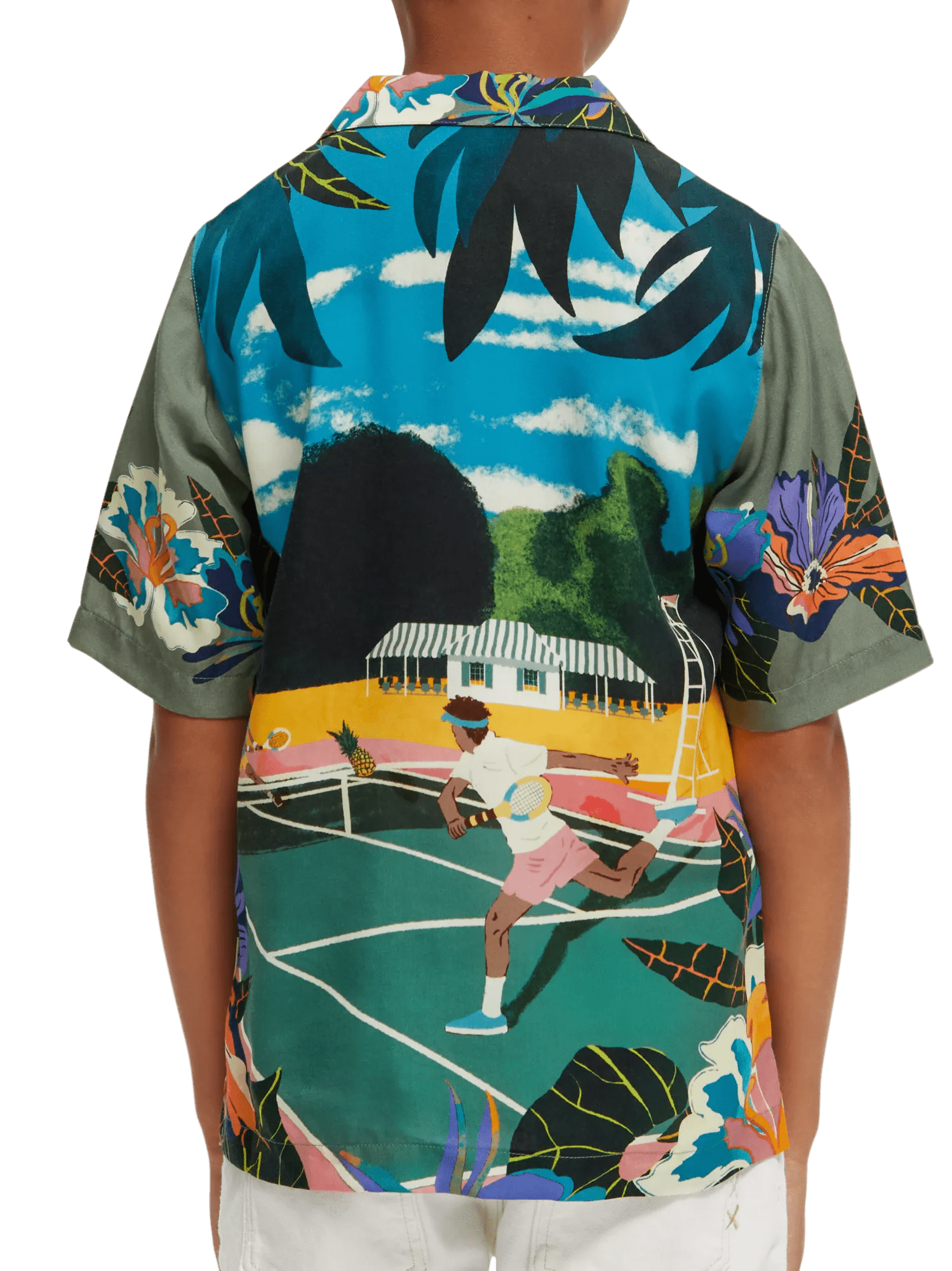 Scotch & Soda Tennis placement print short-sleeved  Tencel shirt NHD-BCK
