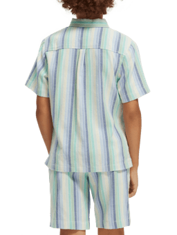 Scotch & Soda Yarn-dyed colourful stripe short-sleeved  shirt NHD-BCK