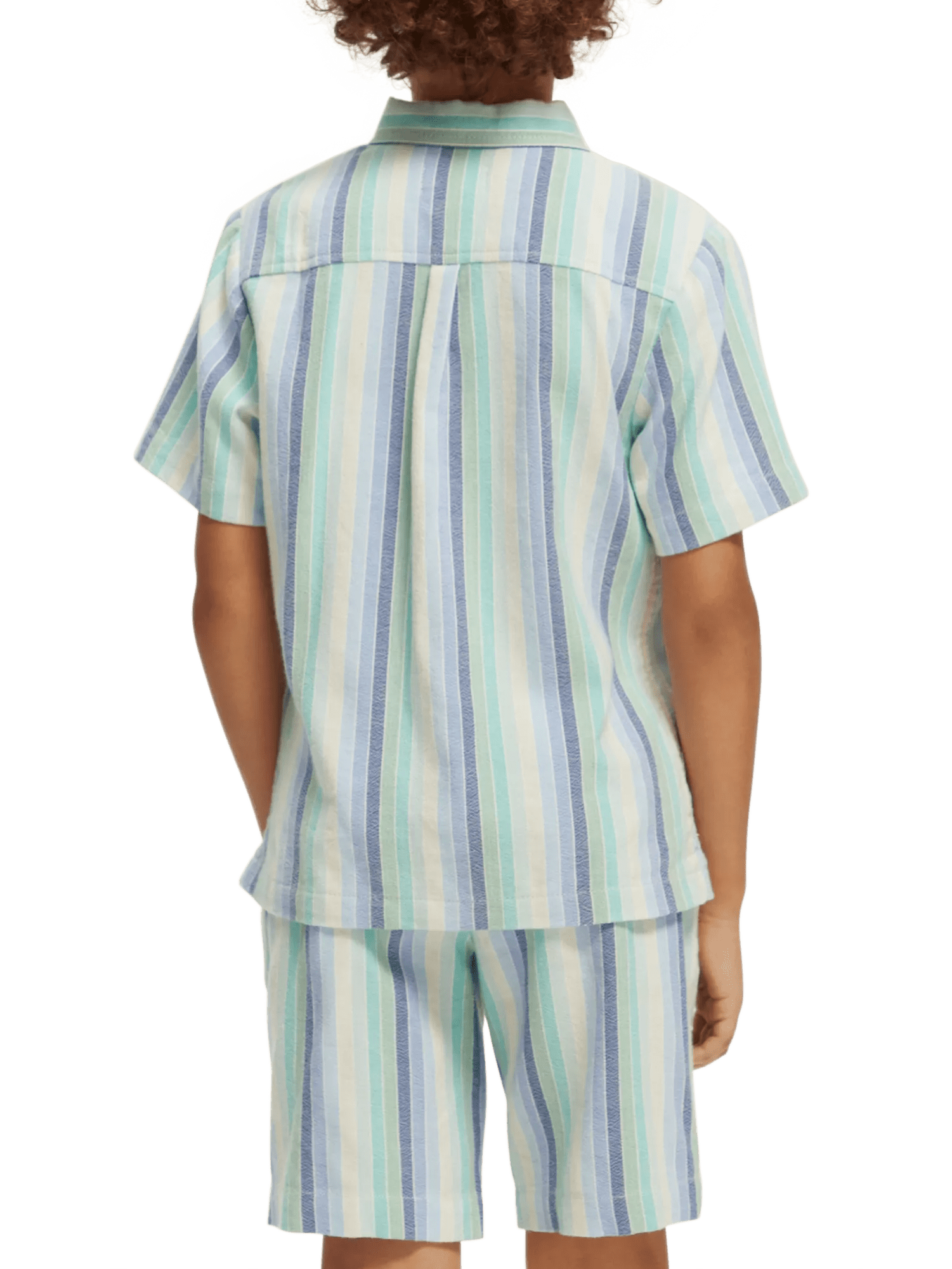 Scotch & Soda Yarn-dyed colourful stripe short-sleeved  shirt NHD-BCK