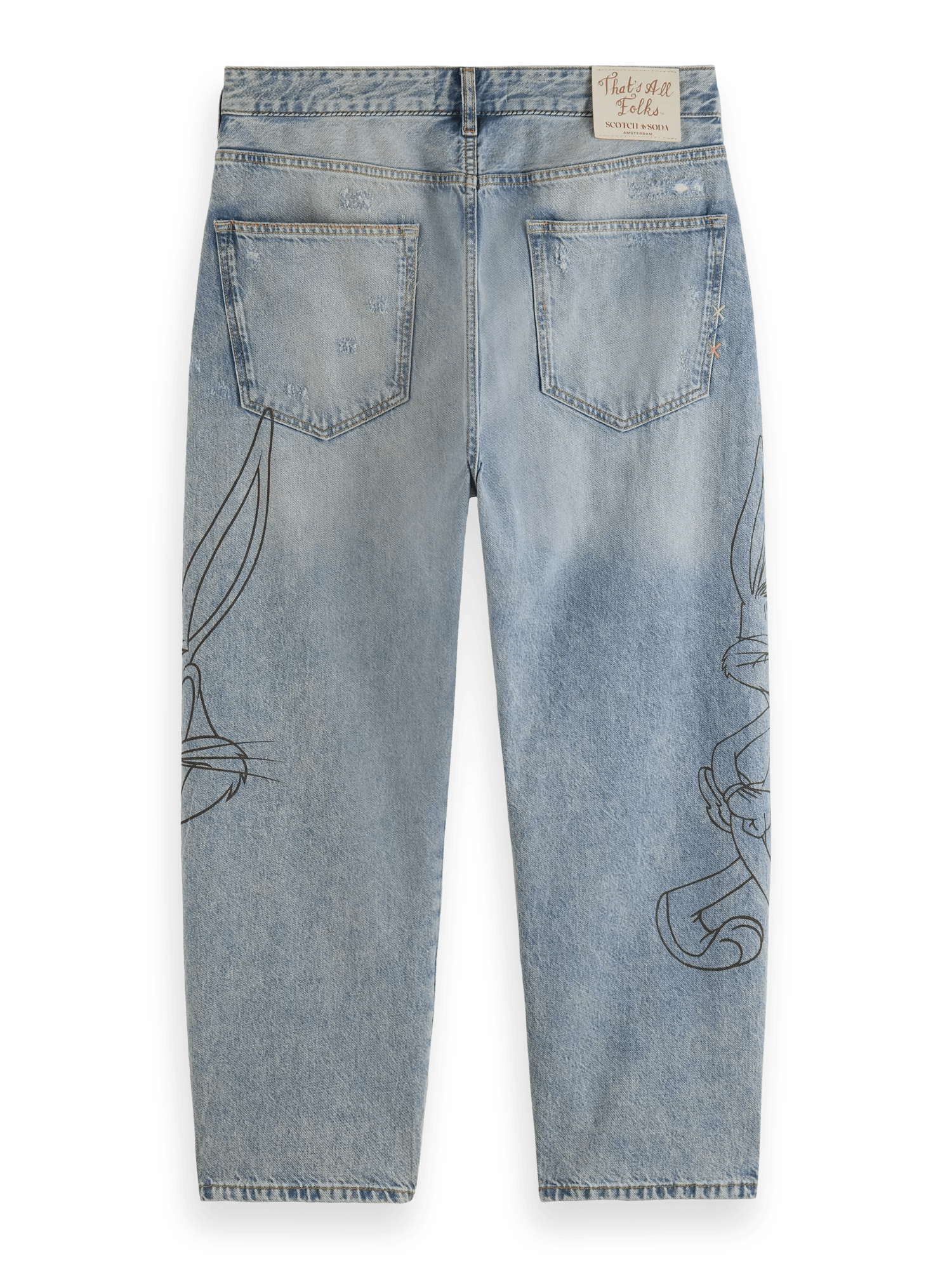 Scotch & Soda Bugs Bunny- The Spirit unisex relaxed jean -That's All Folks BCK