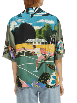 Scotch & Soda Tencel™ camp shirt with tennis print NHD-BCK