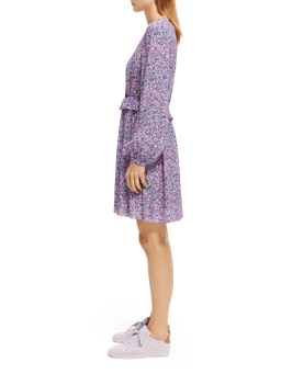 Scotch & Soda Mini-jurk met print, V-hals en lange mouwen NHD-SDE