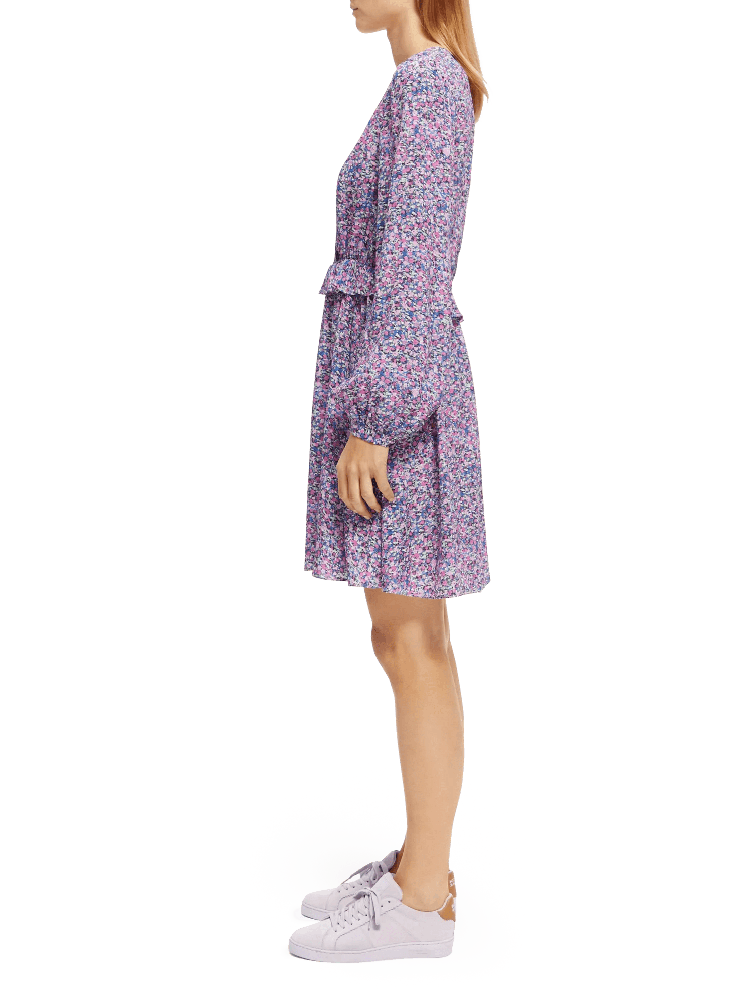 Scotch & Soda Mini-jurk met print, V-hals en lange mouwen NHD-SDE