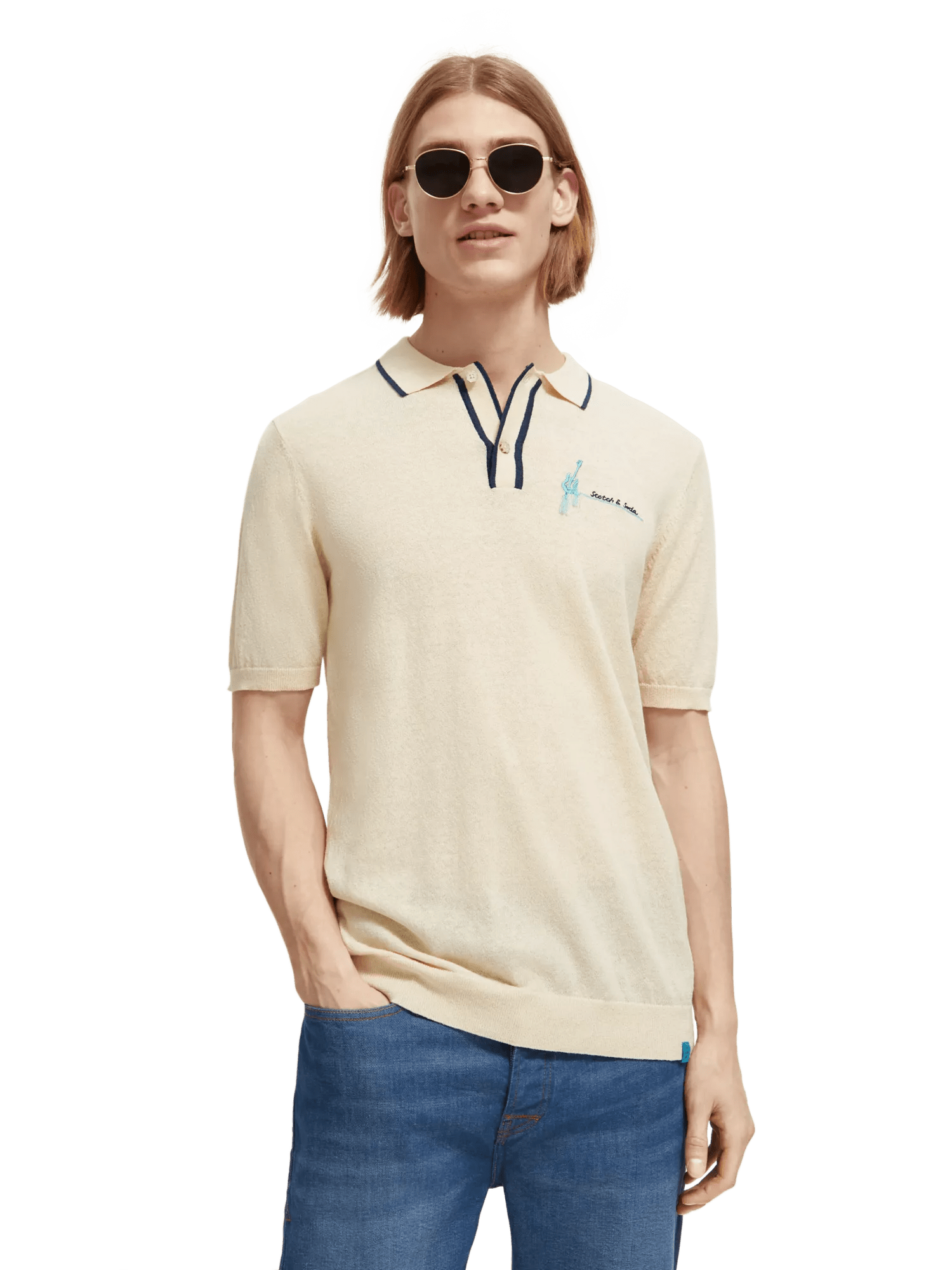 Regular fit knitted polo