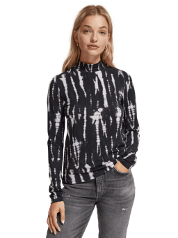 Scotch & Soda Printed long-sleeved mock neck top MDL-CRP