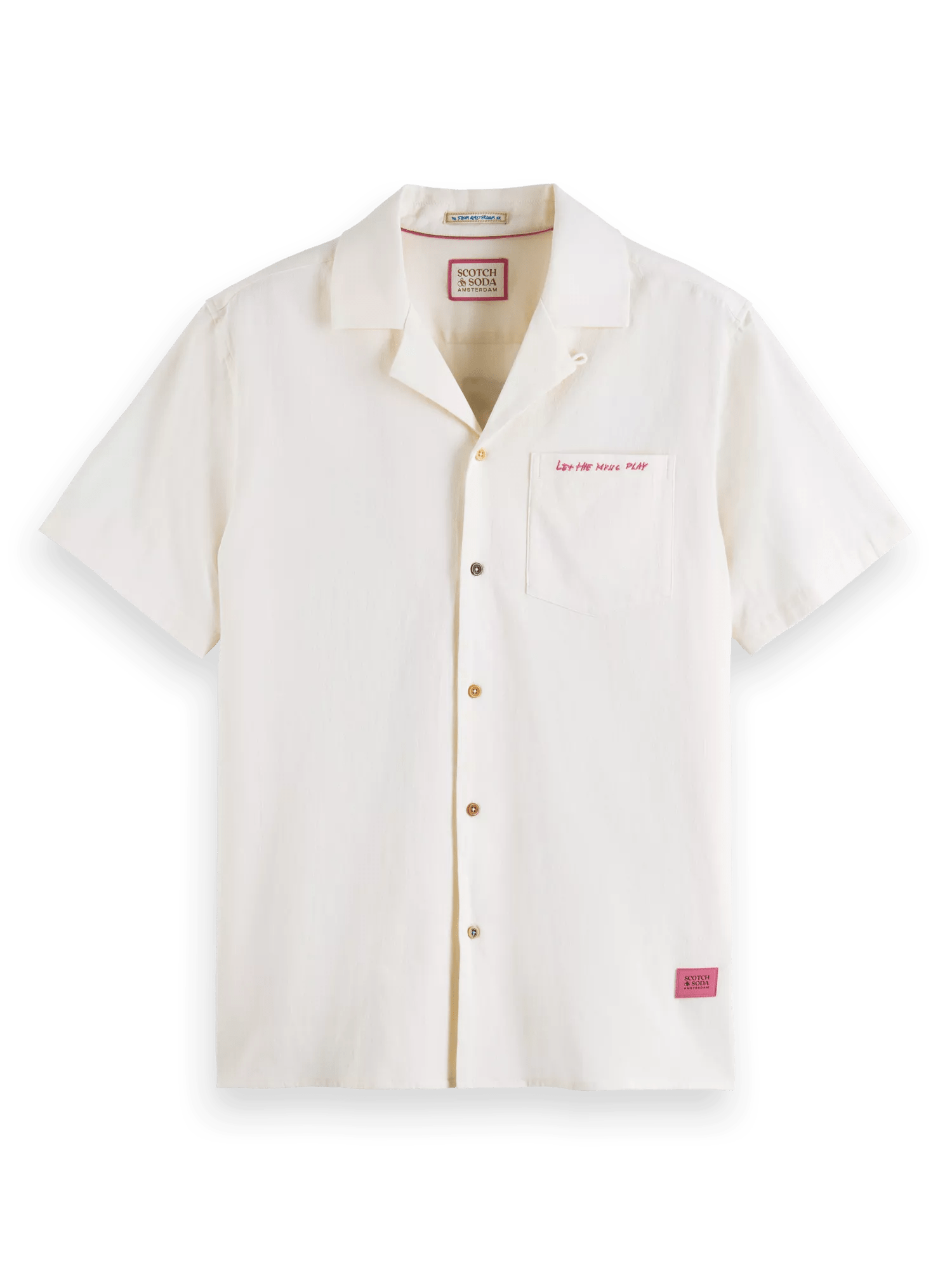 Regular fit embroidered camp shirt