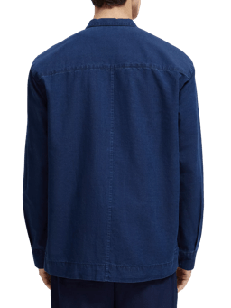 Scotch & Soda Indigo linen Japanese inspired shirt jacket NHD-BCK