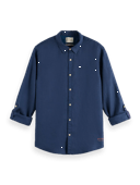 Scotch & Soda Slim-fit linnen overhemd met mouwaanpassingen MDL-CRP