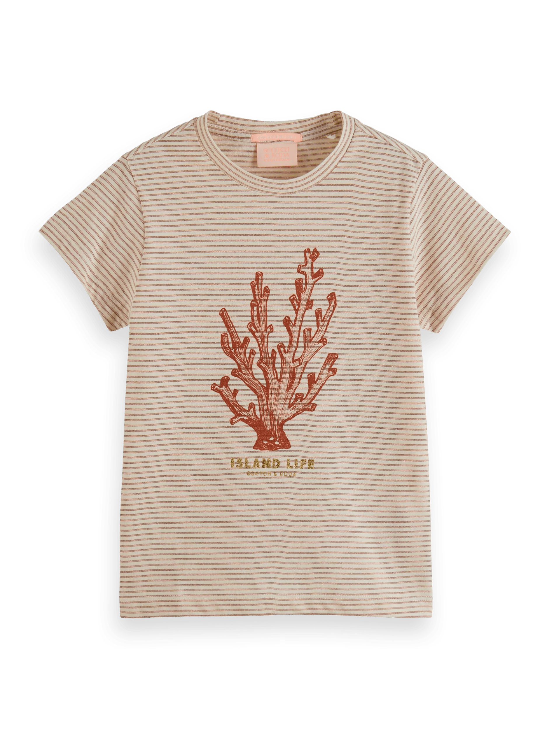 Scotch & Soda Locker geschnittenes Artwork-T-Shirt mit Lurexstreifen FNT