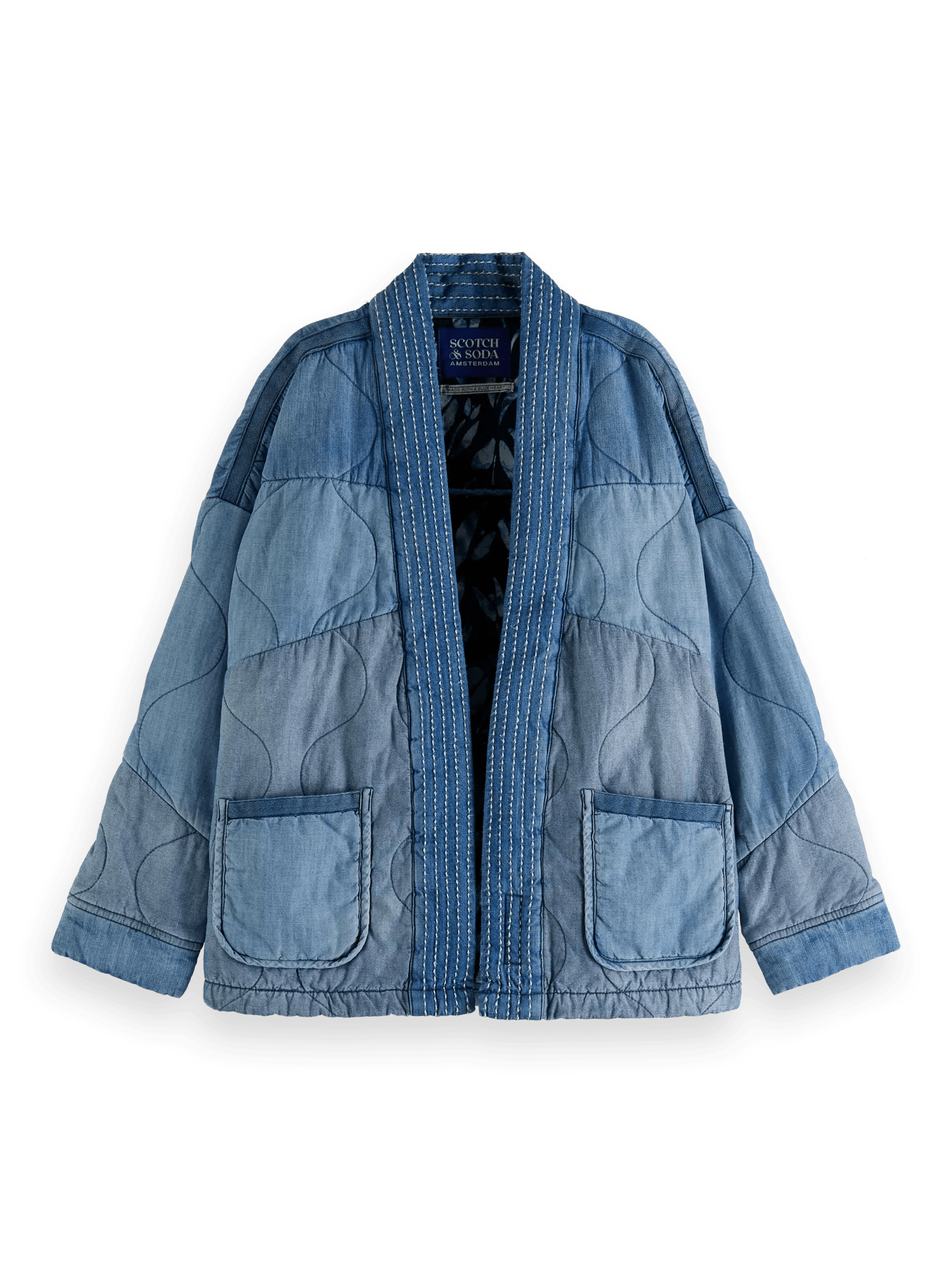 Scotch & Soda Lightweight quilted unisex denim kimono jacket FNT