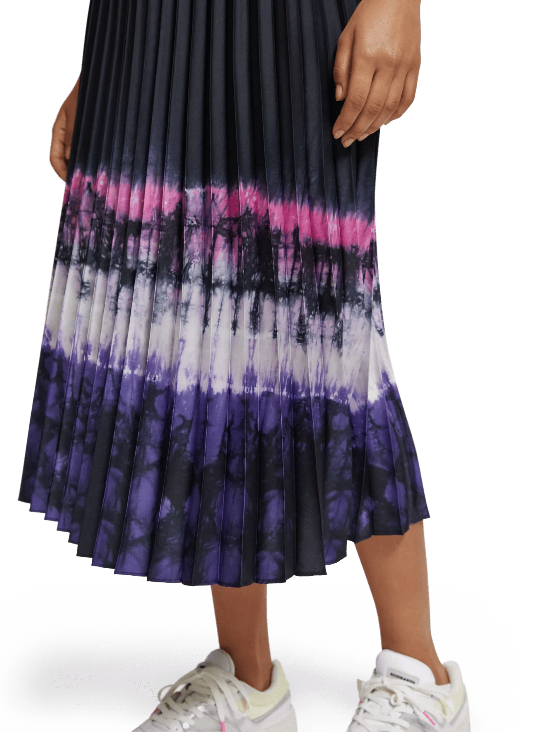 Scotch & Soda Pleated high rise midi skirt with abstract print MDL-DTL1