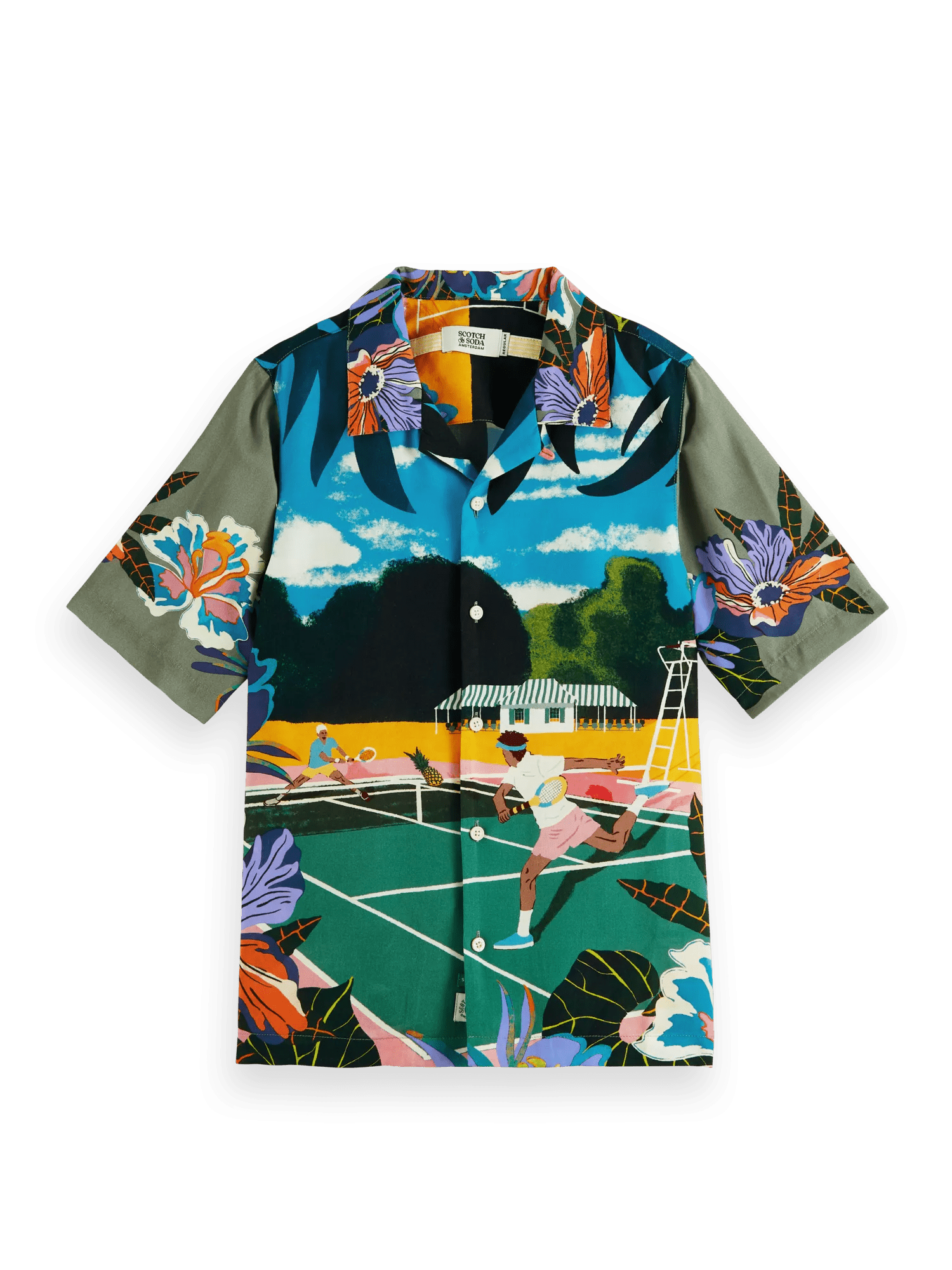 Scotch & Soda Tennis placement print short-sleeved  Tencel shirt FNT