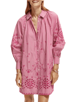 Scotch & Soda Striped shirt dress with embroidery detail in Organic cotton NHD-CRP